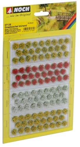 NOCH® Grasbüschel „blühend“ mit Buntem Flock-Topping, 104 Stück, 6 mm für Modellbau und DIY von NOCH