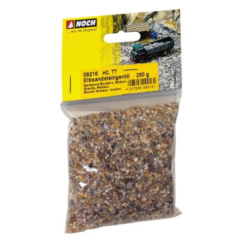 NOCH Elbsandsteingeröll, Natursteine für Modellbau, 250 g Beutel ideal für Basteln in Spurweiten H0, TT, N, Z und mehr von NOCH