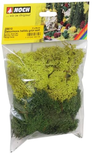 NOCH® Dekormoos, echtes Islandmoos, hell- und dunkelgrün, 35g Beutel für die Spurweiten H0, TT, N, Z perfekt auch zum Basteln und DIY von NOCH