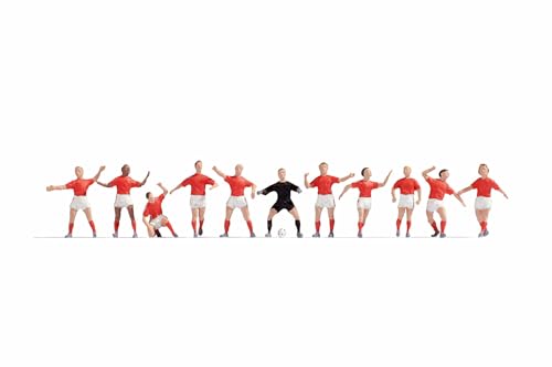 NOCH Fußballteam, handkolorierte Modellbau-Figuren aus Kunststoff, für die Spurweite TT, ideal für Fußball-Szenen von NOCH