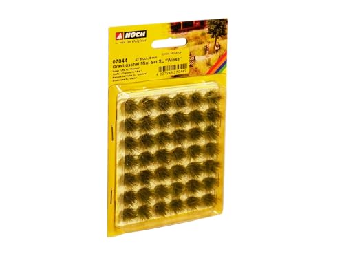 NOCH Grasbüschel Mini-Set XL „Wiese“, Dekorationselement mit Vegetation, 42 Stück, 9 mm für Modellbau und Dioramen von NOCH
