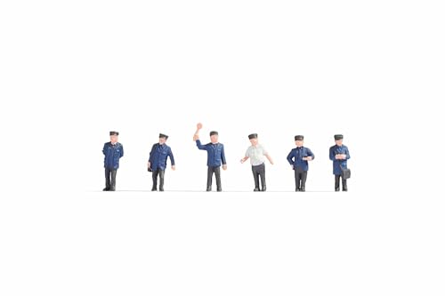 NOCH H0 Figuren Bahnbeamte, Modellfiguren H0 aus Kunststoff für den Modellbau, ideal für Bahnsteig- und Stadtszenen von NOCH