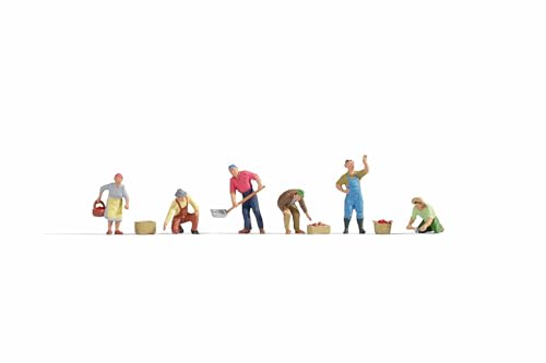 NOCH H0 Figuren Erntehelfer, handbemalte Miniaturfiguren Set für Modellbau, 6 Figuren 1:87 (H0), perfekt für ländliche Szenen dekorieren, Farbig von NOCH