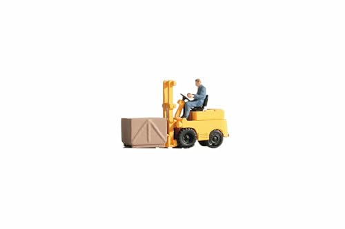NOCH H0 Figuren Gabelstapler mit Fahrer, handbemalt für Modellbahn H0, ideal für Lager- und Transportdarstellungen von NOCH