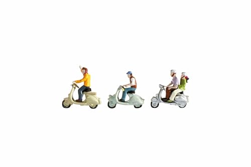 NOCH H0 Figuren Motorrollerfahrer, Modellbau Figuren-Set, 4 Fahrer auf 3 Rollern für die Spur H0, ideal zum Basteln und DIY NOCH H0 Figuren Motorrollerfahrer, Modellbau Figuren-Set, 4 Fahrer auf 3 Rollern für die Spur H0, ideal zum Basteln und DIY von NOCH