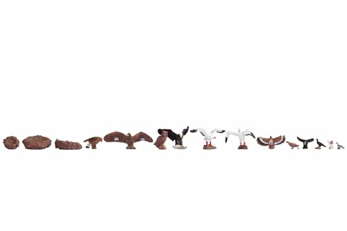 NOCH H0 Figuren-Set „Vögel“, 12 handkolorierte Tierfiguren aus Kunststoff für Spur H0 Modellbau und DIY Projekt von NOCH