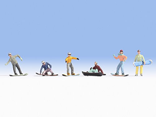 NOCH Snowboarder, Mini-Figuren für Winterlandschaften, 1:87 H0 Maßstab für Modellbahn und Dioramen von NOCH