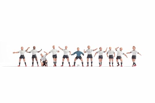 NOCH TT Friguren Fußballteam, Modellbau Set mit Fußballspiel, Figuren in Weiß-Schwarz, ideal für Spur TT von NOCH
