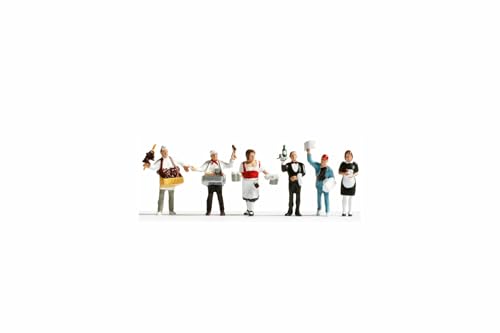 NOCH H0 Figuren-Set „Servicepersonal“ aus Kunststoff, handbemalt, ideal für Modelleisenbahn H0, Deko & DIY-Projekte von NOCH