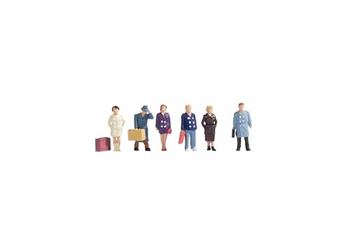 NOCH H0 Figuren „Reisende“, handbemalt H0 Skala, ideal für die Modelleisenbahn und DIY Projekte, 6-teiliges Set von NOCH