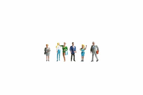 NOCH Figuren-Set „Passanten“, 6 handbemalte Kunststoff-Figuren für die Spurweite H0, ideal für Modelleisenbahn und Dioramen von NOCH
