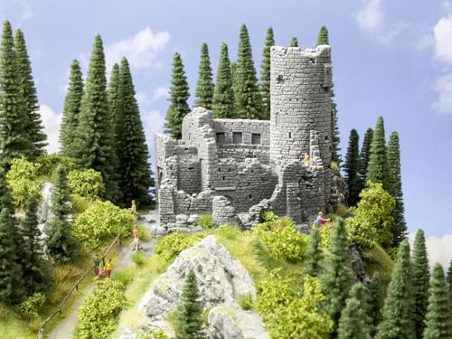 NOCH® Burgruine, mit mittelalterlichen Details, 20 x 16,3 x 16,5 cm für die Spurweite H0 EIN Highlight auf jeder Modellbahnanlage von NOCH