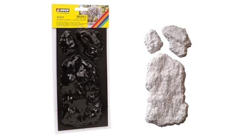 NOCH Fels-Gussform „Widderstein“, für realistische Modellbau Felsen, 1 großer und 2 kleine Felsen, ideal für Spurweiten wie H0, TT, N, Z von NOCH