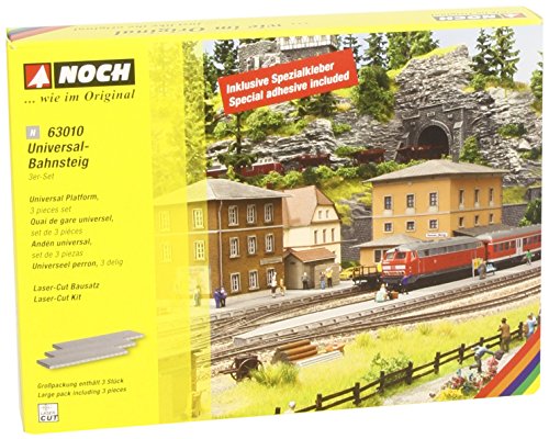 NOCH Universal-Bahnsteig, 3er-Set mit Laserkarton, individuell gestaltbar für Spurweite N von NOCH