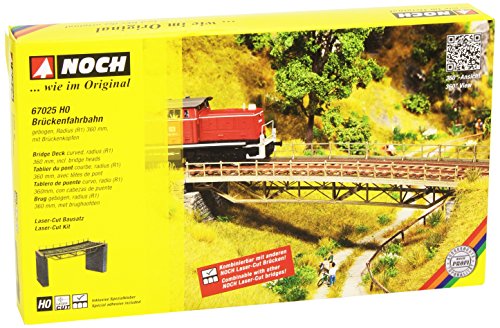 NOCH Brückenfahrbahn, gebogen, für Modellbahn, H0, mit Brückenköpfen, Laser-Cut, Radius 360 mm von NOCH