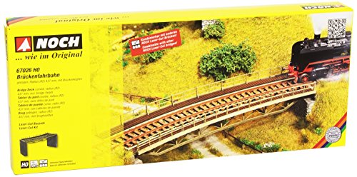 NOCH Brückenfahrbahn, gebogen, Laser-Cut Modellbau Brücke, 437 mm Radius, ideal für Spur H0 Dioramen von NOCH