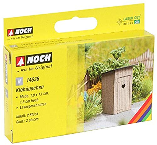 NOCH Klohäuschen, nostalgisches Modellbau Mini-Gebäude, 2 Stück im Maßstab 1:160 für Spur N von NOCH