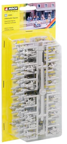 NOCH® Unbemalte Figuren, 72 Stück Modellbau-Figuren bemalbar H0 perfekt für Dioramen Modellbahn von NOCH