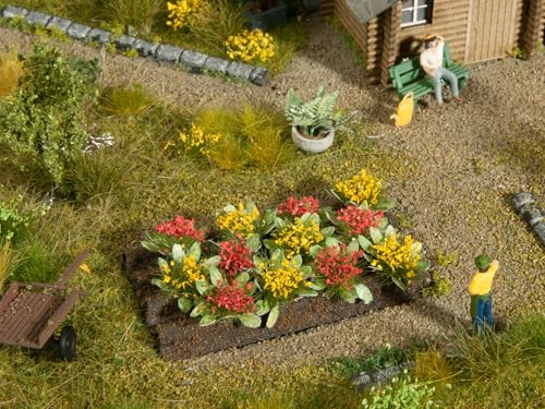 NOCH Rosenbeet, rote und gelbe Rosen, 12 Pflanzen für Modelleisenbahn Spur H0 von NOCH