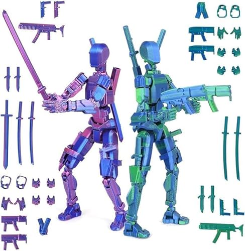 Nocyclonic 2 Stück 3D-Druck Von Beweglichen Figuren,T13 Action Figure Bereits Montiert, Titan 13 Actionfigur, Lucky 13 Roboter-Actionfigur, Action Figures Desktop-Dekorationen (D) von Nocyclonic