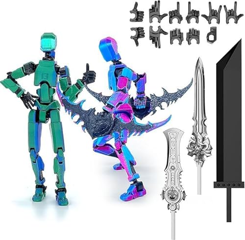 2 Stück 3D-Druck Von Beweglichen Figuren,T13 Action Figure Bereits Montiert, Titan 13 Actionfigur , Lucky 13 Roboter-Actionfigur, Action Figures Desktop-Dekorationen (E) von Nocyclonic