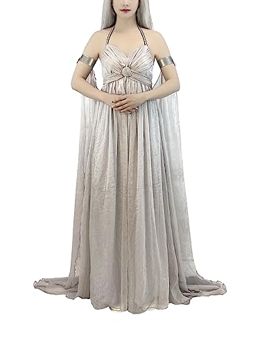 Nodkim Drachenkönigin Kostüm Chiffon Kleid Halloween Cosplay für Damen - Large, YLG-23-002, Grau von Nodkim