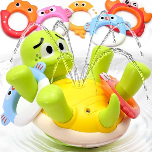 Baby Badespielzeug ab 1 Jahr, Turtles Badewannenspielzeug Spray Wasserspielzeug mit 5 Ringen, Badespielzeug Baby ab 1 2 3 Jahr, Badewann Spielzeug Geschenk für Jungen und Mädchen Baby Badespielzeug ab 1 Jahr, Turtles Badewannenspielzeug Spray Wasserspielzeug mit 5 Ringen, Badespielzeug Baby ab 1 2 3 Jahr, Badewann Spielzeug Geschenk für Jungen und Mädchen von Noetoy
