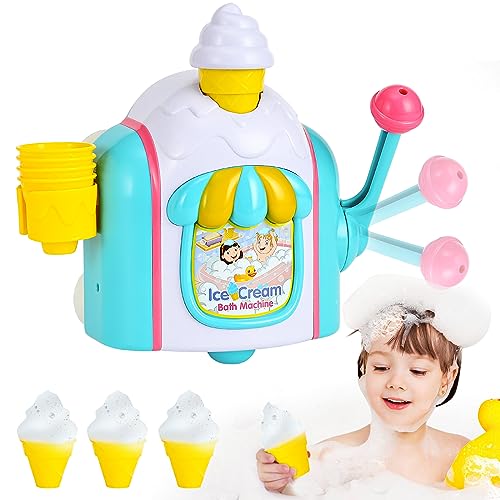 Badespielzeug ab 1 2 3 Jahre,Eiscreme Kinder Schaum Badewannenspielzeug mit Haken,Kinder Badewanne wasserspielzeug Geburtstag Weihnachten für 1 2 3 Jahre Mädchen Jungen von Noetoy