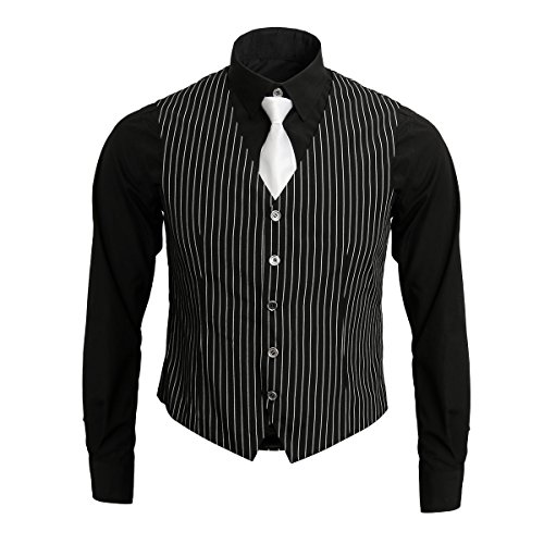 Nofonda 1920er Gangsterhemd für erwachsene Männer, Weste und Krawatte, 20er Kostüm-Outfit, Anzug, Vintage Gangsterboss-Kostüm Nofonda 1920er Gangsterhemd für erwachsene Männer, Weste und Krawatte, 20er Kostüm-Outfit, Anzug, Vintage Gangsterboss-Kostüm von Nofonda