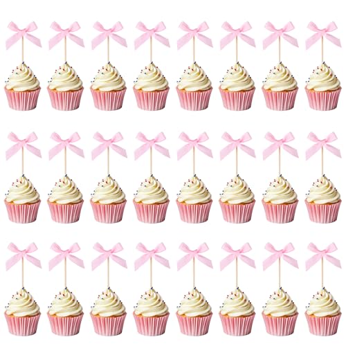 Nogeqi 24 Stück Rosa Schleife Tortendeko, Kuchen Deko Schleifen Rosa Cupcake Deko, Hochzeitstorte Deko Pink Schleife Muffin Topper für Geburtstag, Party, Hochzeit, Babyparty Nogeqi 24 Stück Rosa Schleife Tortendeko, Kuchen Deko Schleifen Rosa Cupcake Deko, Hochzeitstorte Deko Pink Schleife Muffin Topper für Geburtstag, Party, Hochzeit, Babyparty von Nogeqi