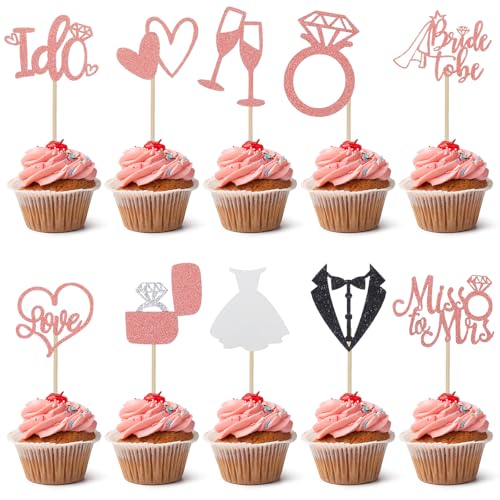 Nogeqi 30 Stück Glitzer Cake Topper Hochzeit Deko, Rosegold Braut Tortendeko Hochzeit, Tortenstecker Verlobung Deko Inklusive Herz, Diamant & Brautpaar-Motive Nogeqi 30 Stück Glitzer Cake Topper Hochzeit Deko, Rosegold Braut Tortendeko Hochzeit, Tortenstecker Verlobung Deko Inklusive Herz, Diamant & Brautpaar-Motive von Nogeqi