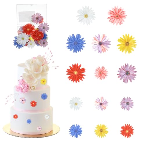Nogeqi 65 Stück Blume Tortendeko Essbar, Essbare Blumen Für Torte, Esspapier Blüten Tortendeko, Blumen Torten Deko Essbare Cupcake Topper Für Hochzeit, Geburtstag (Bunte) von Nogeqi