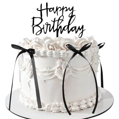 Nogeqi 7 Stück Happy Birthday Tortendeko Schwarz Cake Topper Geburtstag, Schwarze Schleifen Deko Torte, Vintage Schleife Kuchen Deko Geburtstag Tortenstecker Nogeqi 7 Stück Happy Birthday Tortendeko Schwarz Cake Topper Geburtstag, Schwarze Schleifen Deko Torte, Vintage Schleife Kuchen Deko Geburtstag Tortenstecker von Nogeqi