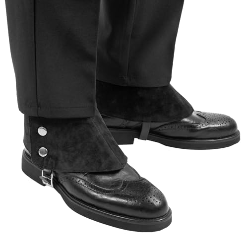 Herren Gangster Spats 20er Jahre Leder Stiefelüberzüge für Männer Snap Spats Vintage Stil Dapper Männer Gamaschen Spats Perfekt zu Karneval,Halloween oder Themenpartys Kostüm Zubehör (Schwarz - M) Herren Gangster Spats 20er Jahre Leder Stiefelüberzüge für Männer Snap Spats Vintage Stil Dapper Männer Gamaschen Spats Perfekt zu Karneval,Halloween oder Themenpartys Kostüm Zubehör (Schwarz - M) von Nogsay