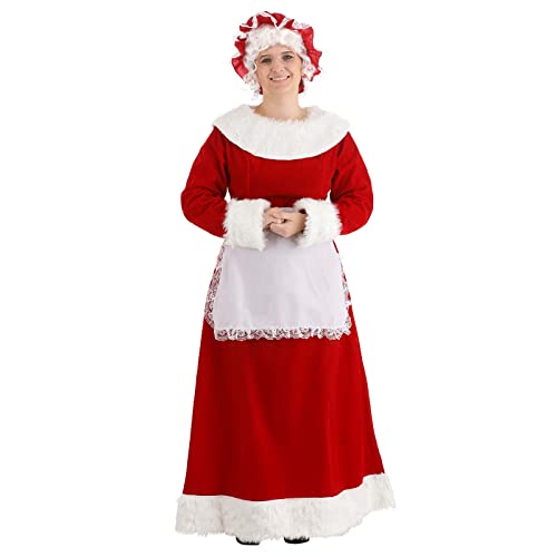 Nokiwiqis Damen Weihnachtsmann Kostüm Maid Oma Kleid mit Hut Schürze Weihnachten Mrs Santa Claus Weihnachtskostüm für Frauen Erwachsene Cosplay Outfit (Stil 1, L) von Nokiwiqis
