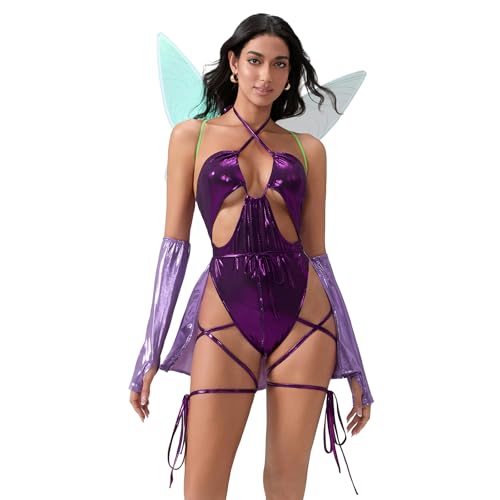 Nokiwiqis Winx Club für Damen Zeichentrickfilm, Bloom Kostüm, Flora Kostüm, Stella Kostüm, Musa Layla Aisha Kostüm, Film und Serien Kostüm für Partys Karneval Halloween (Lila, M) von Nokiwiqis
