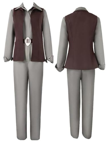 Noknawio Prinzessin Leia Cosplay-Jacke, Hose, Gürtel, Leia-Uniform mit Perücke für Halloween-Kostüm, Anzug (Braun, Größe 3XL) von Noknawio
