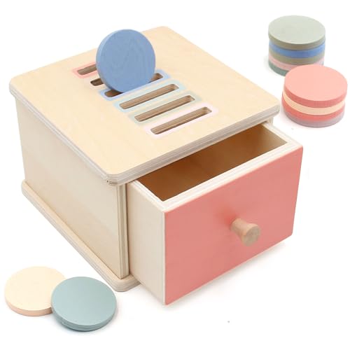 Montessori Holzspielzeug ab 1 Jahr – Sortierspiel mit Münzen, Coin Box für Kleinkinder, Baby Spielzeug zur Förderung von Objektpermanenz, Schublade mit Münzeinwurf Montessori Holzspielzeug ab 1 Jahr – Sortierspiel mit Münzen, Coin Box für Kleinkinder, Baby Spielzeug zur Förderung von Objektpermanenz, Schublade mit Münzeinwurf von Nokwocy