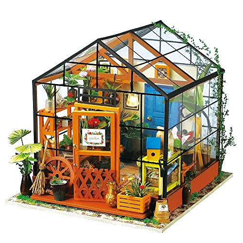 Cathys Flower House DIY 3D Holz Miniatur-Puppenhaus im Eigenbau Crafting Kit mit realen LED-Leuchten, Spaß Educational Hobby-Projekt for Kinder STEM (14+) und Erwachsene von Nologo