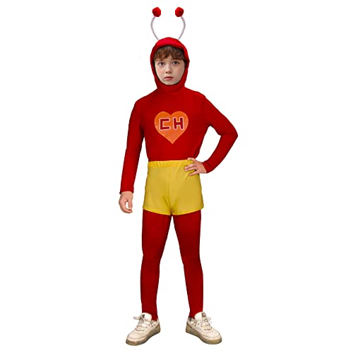 Nonnyer Chapulin-Kostüm für Erwachsene und Kinder, rotes Hemd, Hose, Shorts, Outfit, Halloween, Cosplay, Uniform, Anzug-Set (Kinder, klein) von Nonnyer