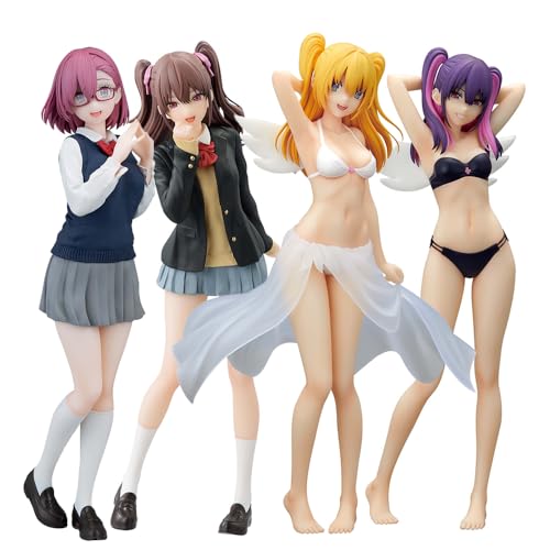4Stück Anime Miriella Action Figur Statue 22CM Badeanzüg&Schuluniform Mädchen Figur Cartoon Charakter Stehend Modell PVC Desktop Ornamente Geschenk von Noowye