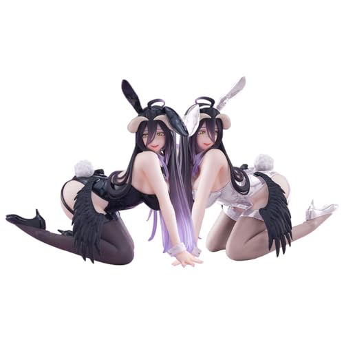 Albedo Action Figur Anime Bunny Girl Statue 12CM Weiß & Albedo Kniend Mädchen Figure PVC Desktop Dekoration Ornamente Geschenk für Fans 2Stück von Noowye