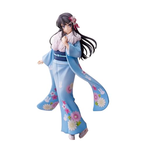 Mai Action Figur Anime Blau Kimono Mädchen Statue - 23CM Mai Figure mit Niedlich Stehend PVC Cartoon Modell Desktop Ornamente Geschenk für Fans von Noowye
