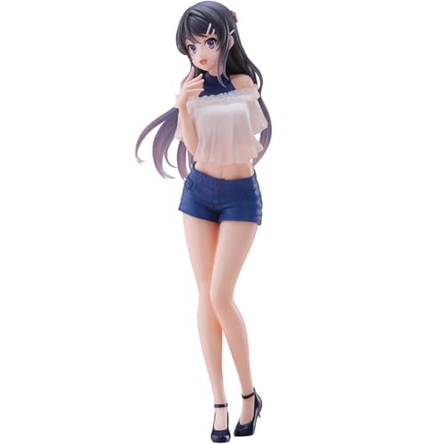 Mai Action Figur Anime Blauen Shorts Mädchen Statue - 30CM Mai Figure mit Niedlich Stehend PVC Cartoon Modell Desktop Ornamente Geschenk für Fans von Noowye