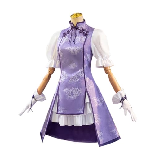 Noowye Anime Akemi Homura Cosplay Kostüm Damen Chinesischer Cheongsam Komplettes Set Halloween Karneval Party Dress Up Anzug mit Perücke von Noowye