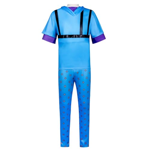Noowye JJBA Anime Cosplay Johnny Joestar Kostüm Herren Blau Uniform Kurzärmelig Outfit Halloween für Fancy Dress Up Maskerade Anime Performance (XS- 3XL von Noowye