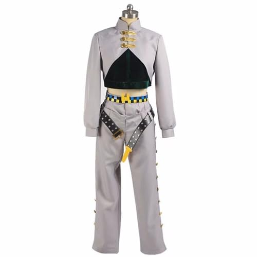 Noowye JJBA Anime Kishibe Rohan Cosplay Kostüm Uniform Halloween Outfit mit Perücke für Erwachsene Karneval Cos Fasching Party (S- XXL) von Noowye