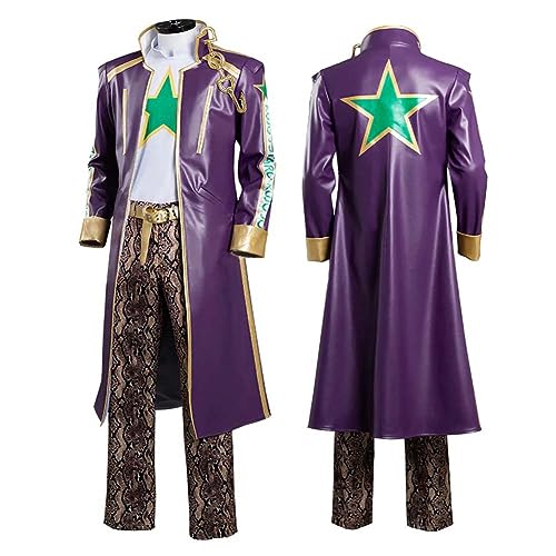 Noowye JJBA Jotaro Cosplay Kostüm Anime Jotaro Cosplay Costume Herrn Komplettes Set Halloween Party Karneval Dress Up Anzug mit Perücke für Männer von Noowye