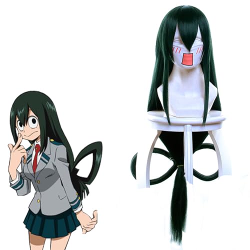 Noowye MHA Anime Asui Tsuyu Cosplay Kostüm Damen Overall-Kostüm mit Perücken Anzug Halloween Cosplay Costume Performance für Schulische Bühnenperformance Noowye MHA Anime Asui Tsuyu Cosplay Kostüm Damen Overall-Kostüm mit Perücken Anzug Halloween Cosplay Costume Performance für Schulische Bühnenperformance von Noowye