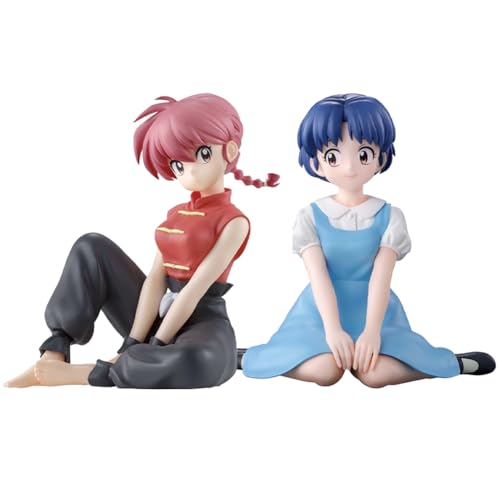 Ranma Saotome/Akane Tendo Action Figur Statue Anime Cheongsam Mädchen 10CM Cartoon Charakter Sitzend Pose Modell PVC Deko Ornamente Geschenk für Fans von Noowye